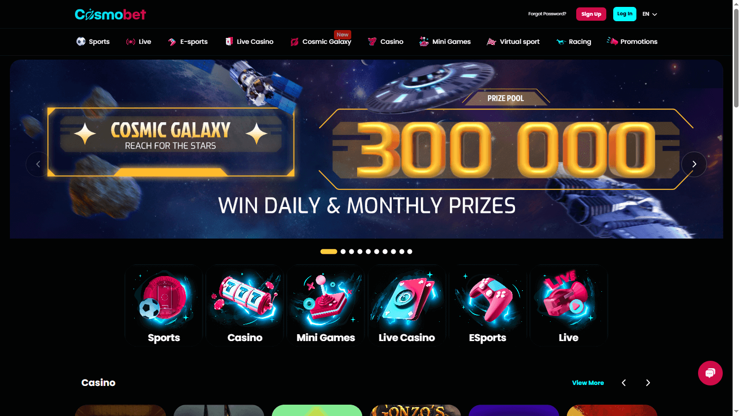 Cosmobet Casino Desktop screenshot